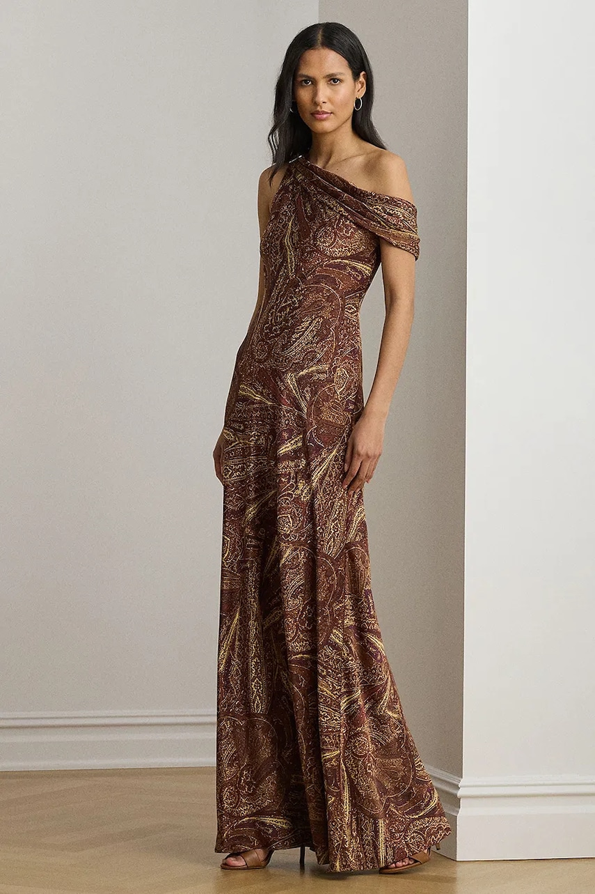 Šaty Lauren Ralph Lauren hnědá barva, maxi, 253979869