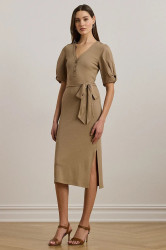 Šaty Lauren Ralph Lauren hnědá barva, midi, 250964070