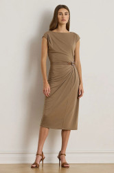 Šaty Lauren Ralph Lauren hnědá barva, midi, přiléhavé, 200980221