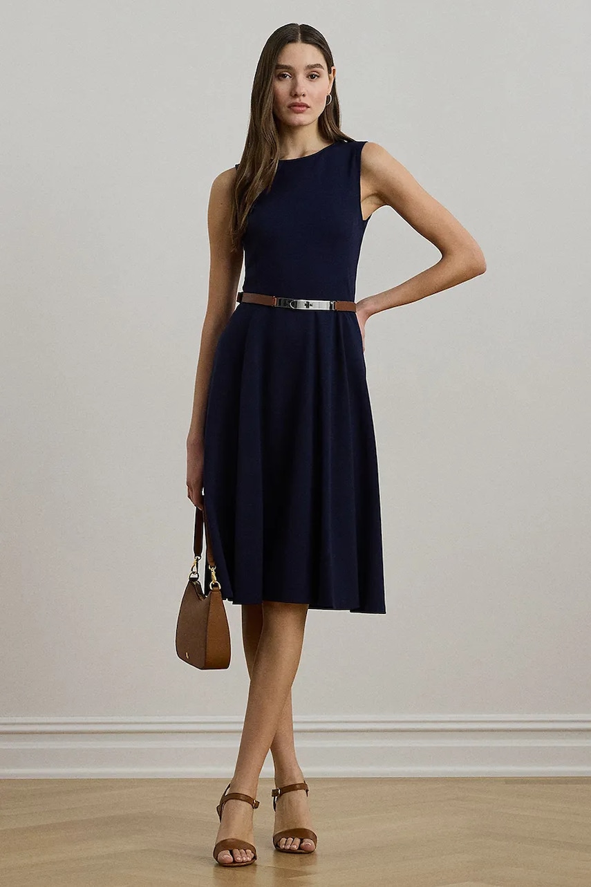 Šaty Lauren Ralph Lauren tmavomodrá barva, midi, 200973402