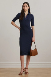 Šaty Lauren Ralph Lauren tmavomodrá barva, midi, přiléhavé, 200973609
