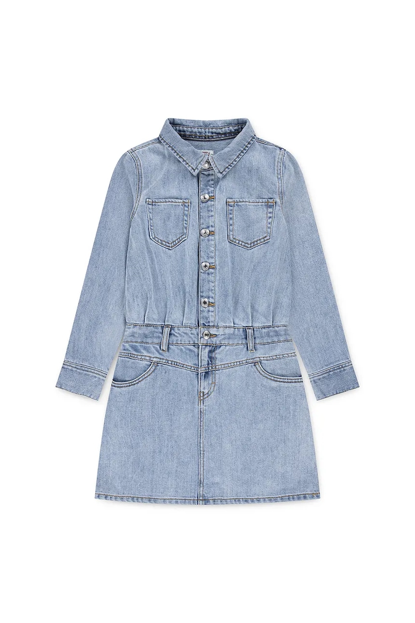 Šaty Levi's LS WESTERN DRESS modrá barva, mini, 4EN476