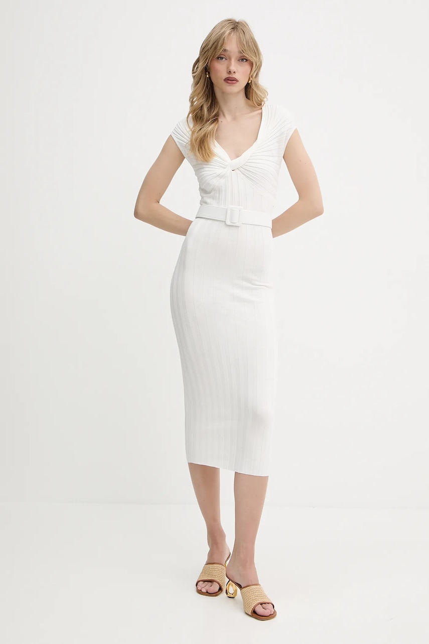 Šaty Liu Jo béžová barva, midi, přiléhavé, WA5365.MS55N