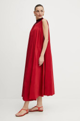Šaty Liviana Conti červená barva, midi, oversize, L5SK27