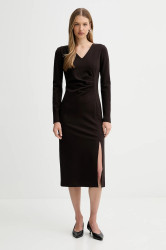 Šaty Liviana Conti hnědá barva, midi, L5WI36