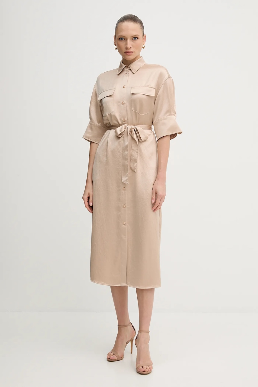 Šaty Marc Aurel béžová barva, midi, 6553-2000-93424