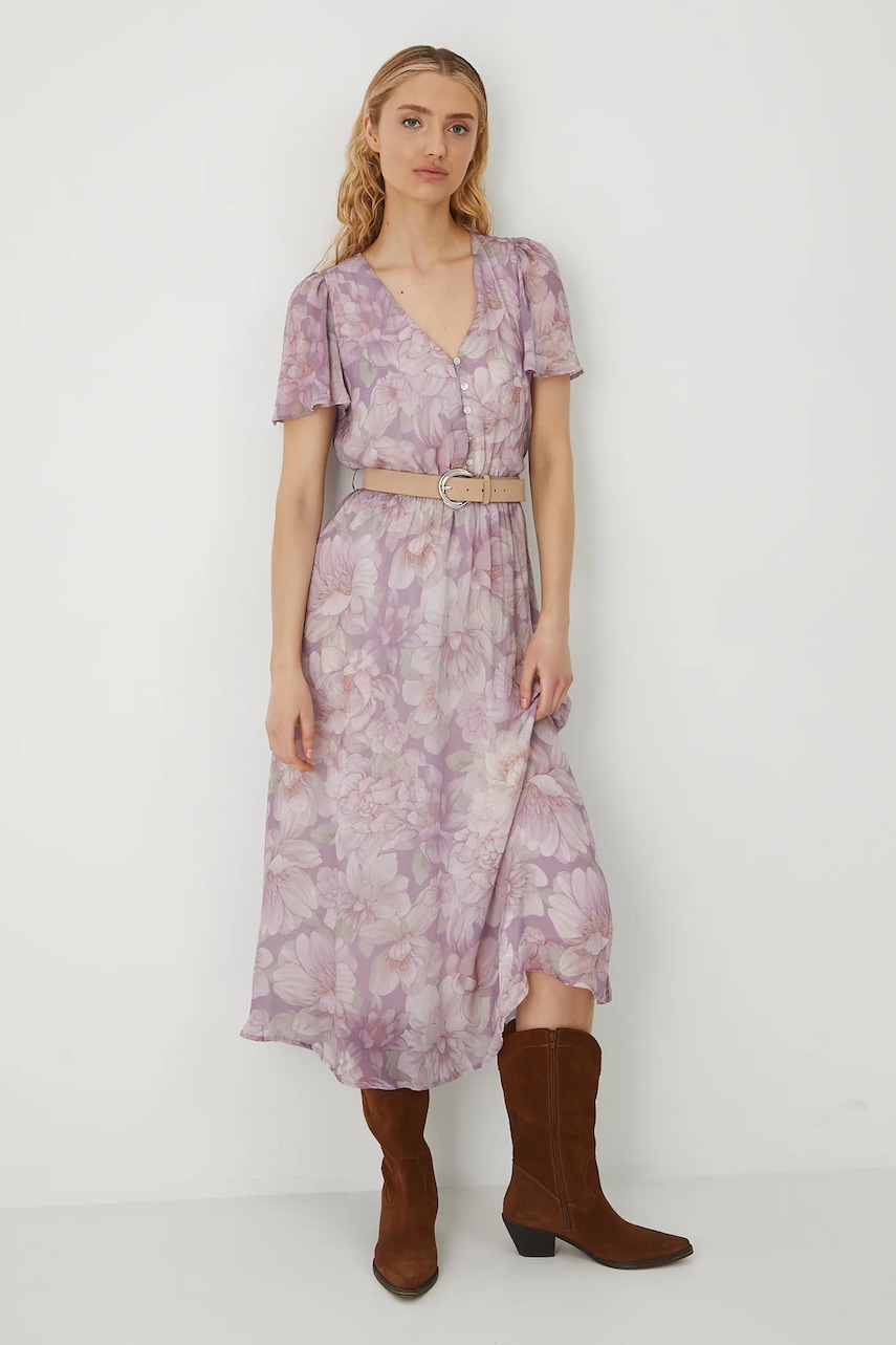 Šaty Medicine růžová barva, maxi