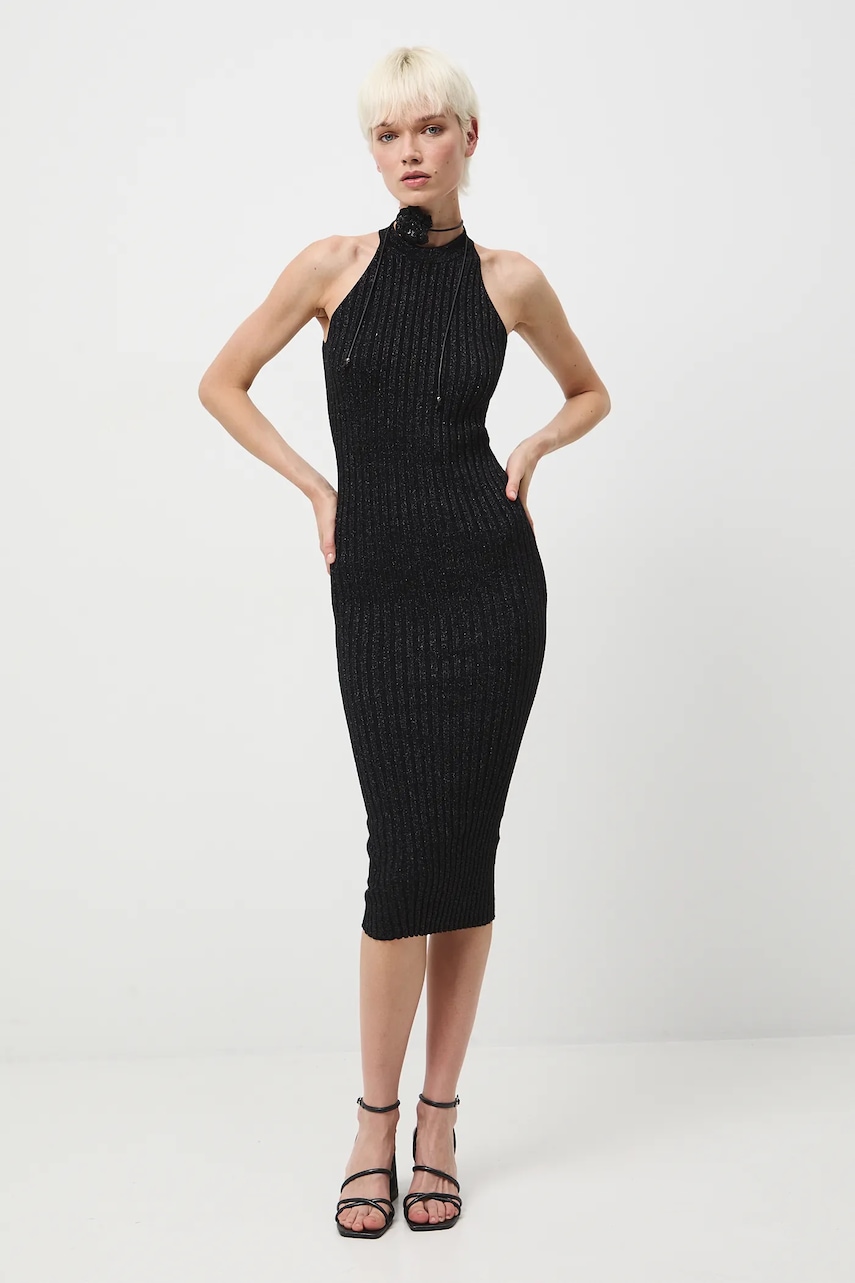 Šaty Medicine stříbrná barva, midi, přiléhavé