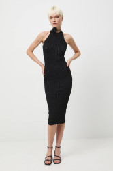 Šaty Medicine stříbrná barva, midi, přiléhavé