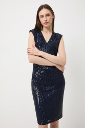 Šaty Medicine tmavomodrá barva, midi, přiléhavé