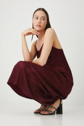 Šaty Medicine vínová barva, midi