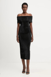 Šaty MICHAEL Michael Kors černá barva, midi, přiléhavé, MF5836B5ZV