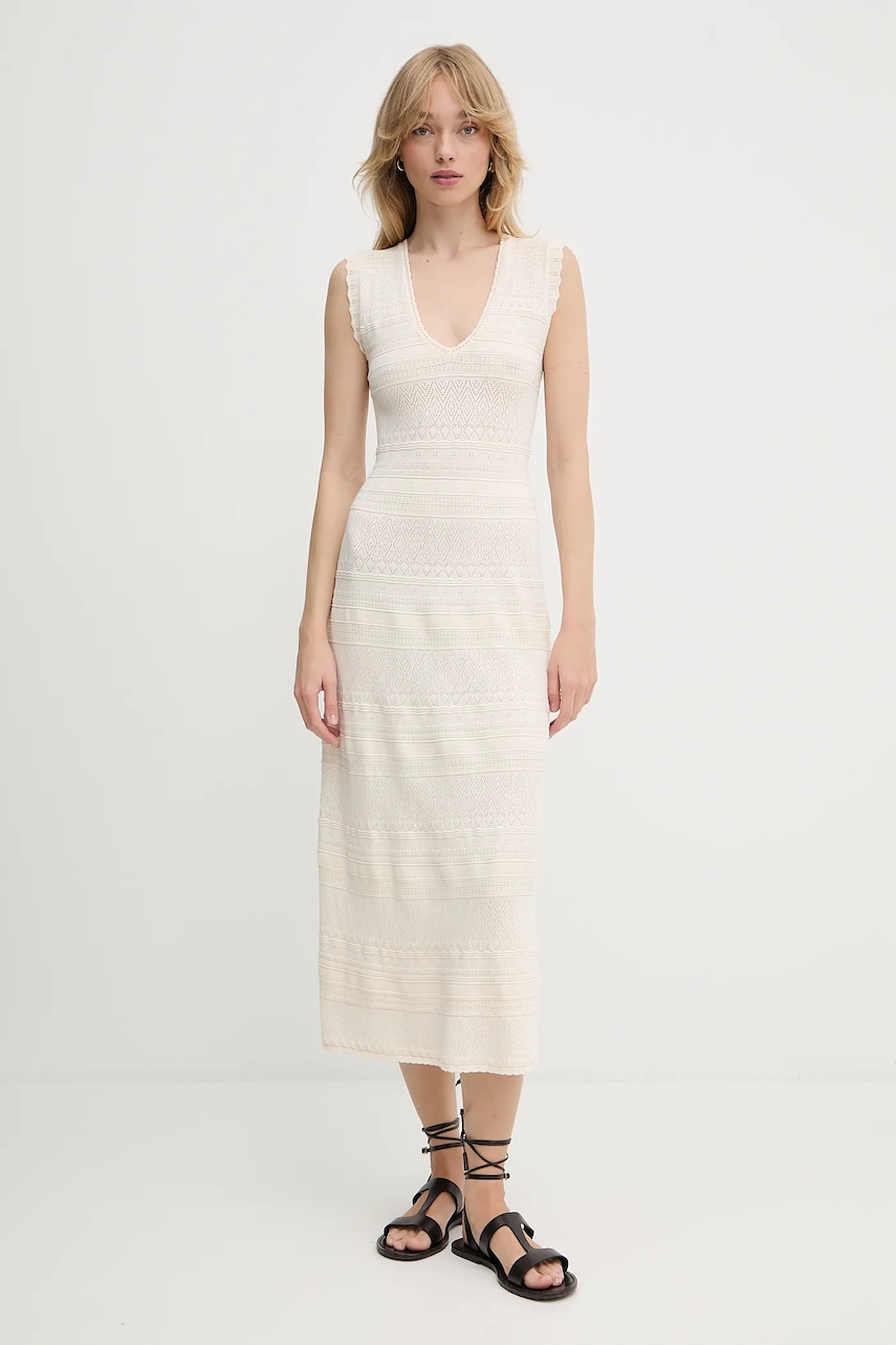 Šaty Morgan béžová barva, maxi, přiléhavé, RMALISA