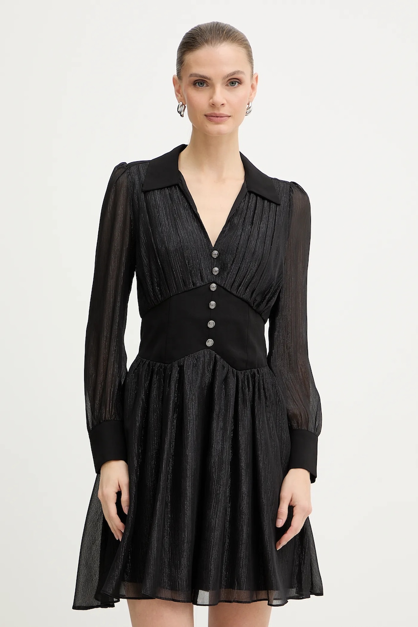 Šaty Morgan černá barva, mini, ROPLAM