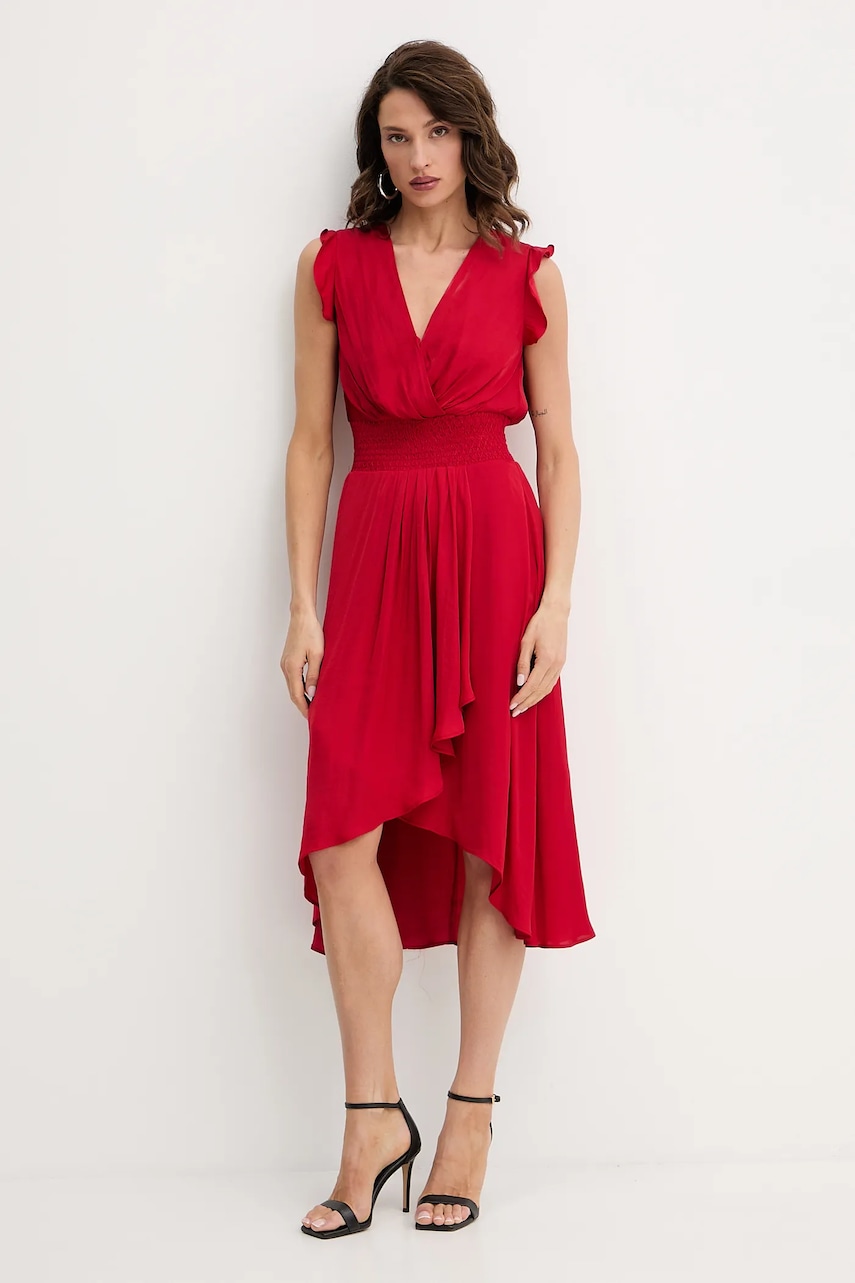 Šaty Morgan červená barva, midi, RWALLY