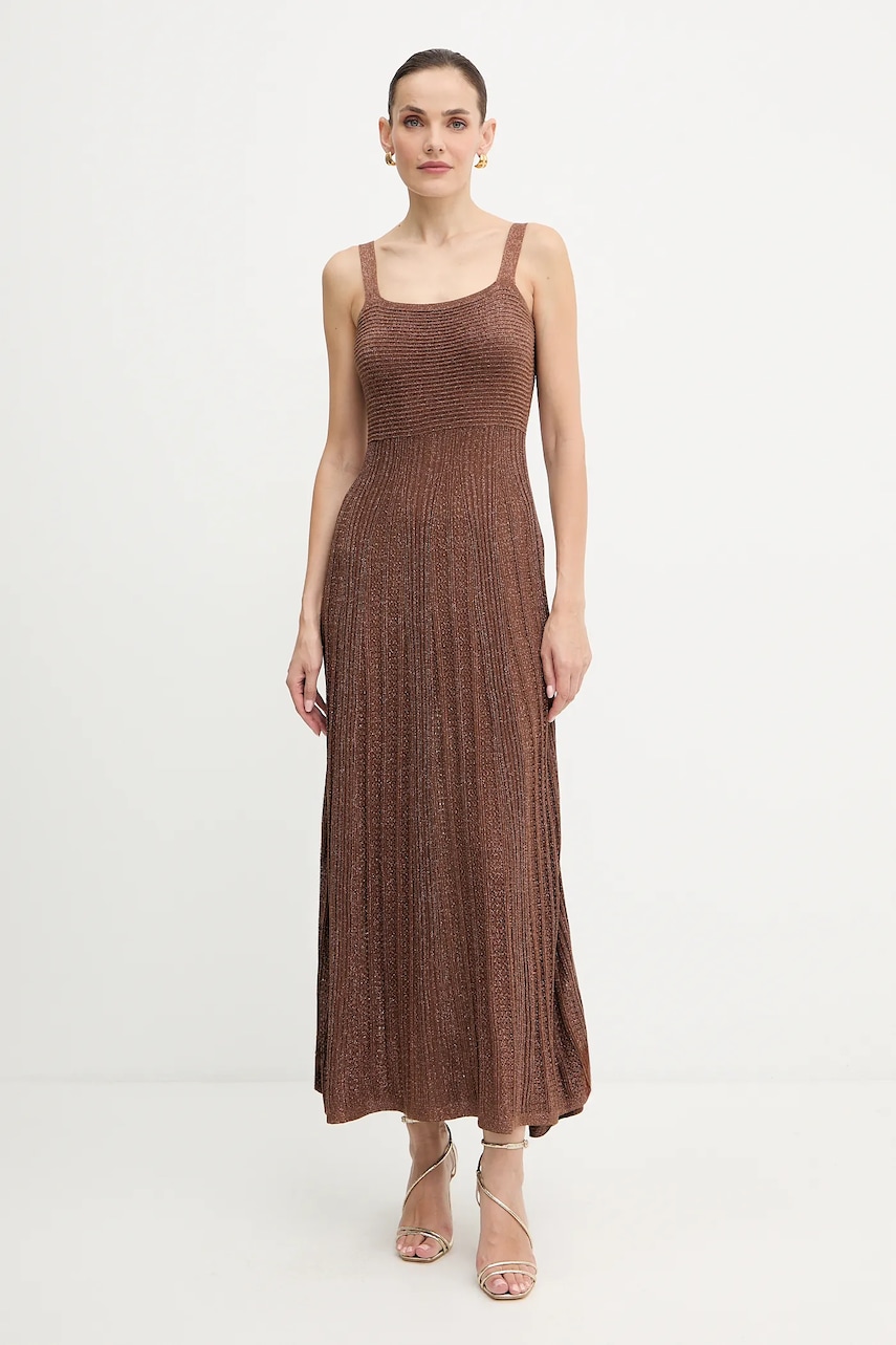 Šaty Morgan hnědá barva, maxi, RMARMAI
