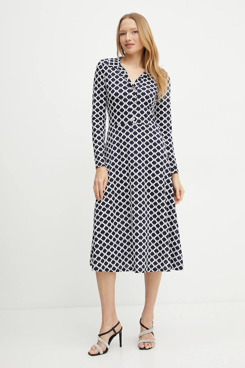 Šaty Morgan RGEOM tmavomodrá barva, midi, RGEOM