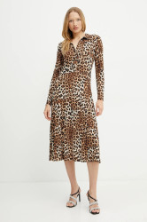 Šaty Morgan RUFUS hnědá barva, midi, RUFUS