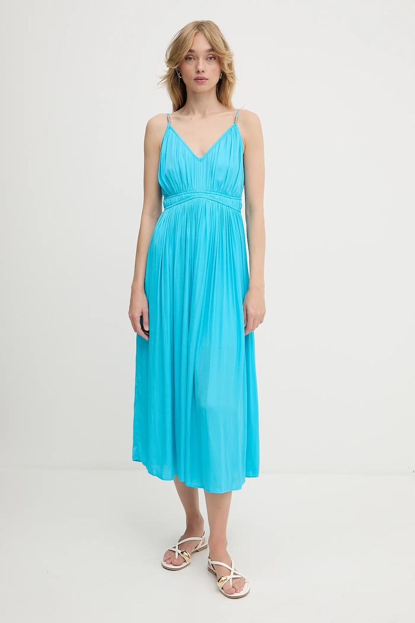 Šaty Morgan tyrkysová barva, midi, ROIYA