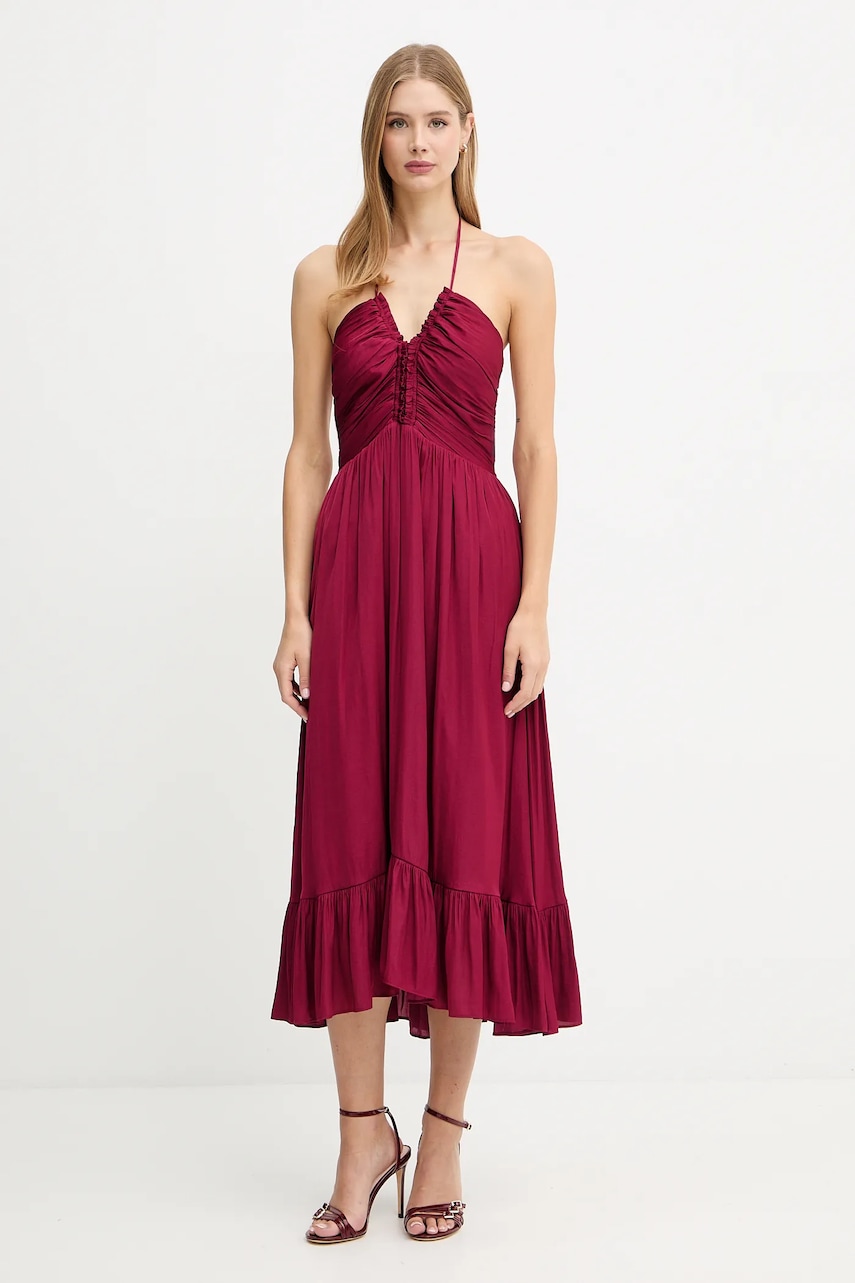 Šaty Morgan vínová barva, mini, ROCE