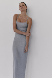 Šaty MUUV. JORDE šedá barva, maxi, přiléhavé