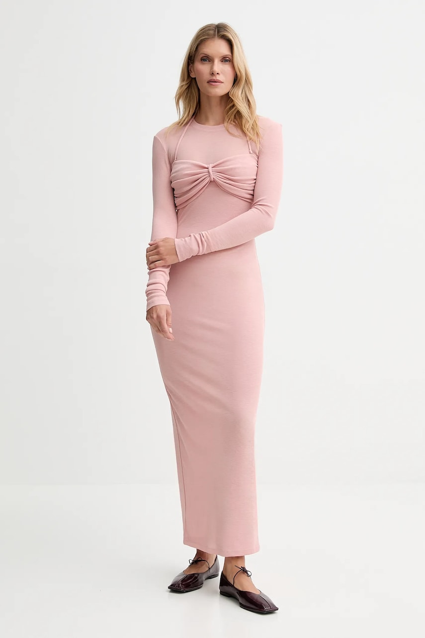 Šaty Nanushka růžová barva, maxi, přiléhavé, NW25PFDR07931
