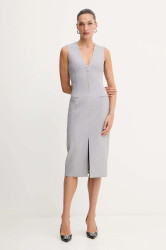Šaty Patrizia Pepe šedá barva, midi, přiléhavé, 2A3001 A498