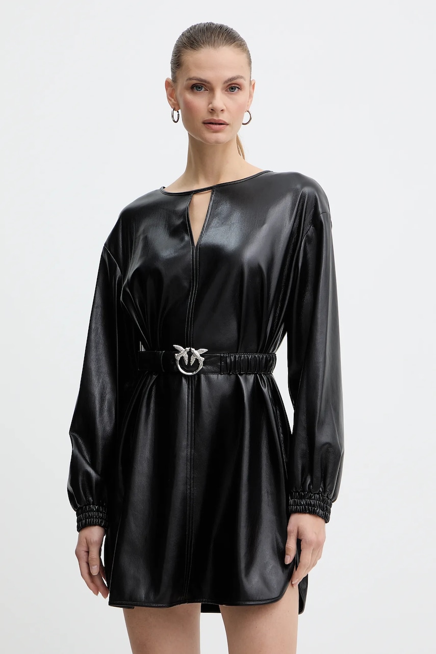 Šaty Pinko černá barva, mini, oversize, 105587 A2P4