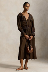 Šaty Polo Ralph Lauren hnědá barva, midi, 211A96366