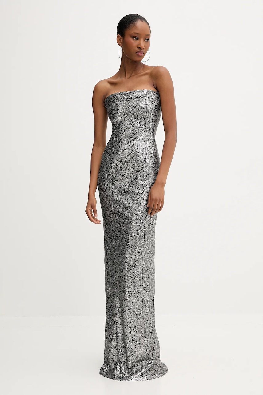 Šaty PRESSIAT šedá barva, maxi, přiléhavé, PRE418FW24