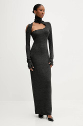 Šaty PRESSIAT šedá barva, maxi, přiléhavé, PRE419FW24