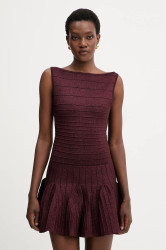 Šaty Retrofete Audrina vínová barva, mini, PF24-9478