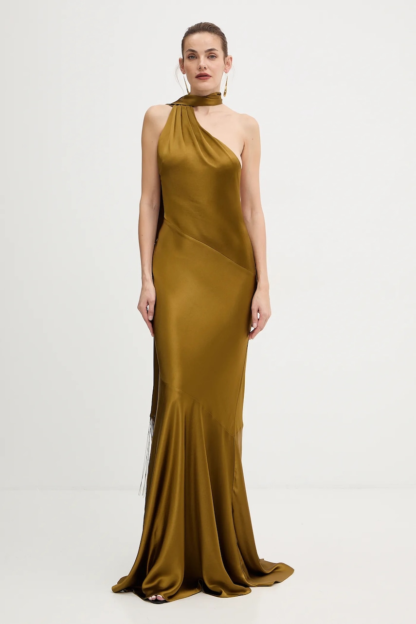 Šaty Retrofete Kelsa zelená barva, maxi, přiléhavé, R-FW25-11950-17