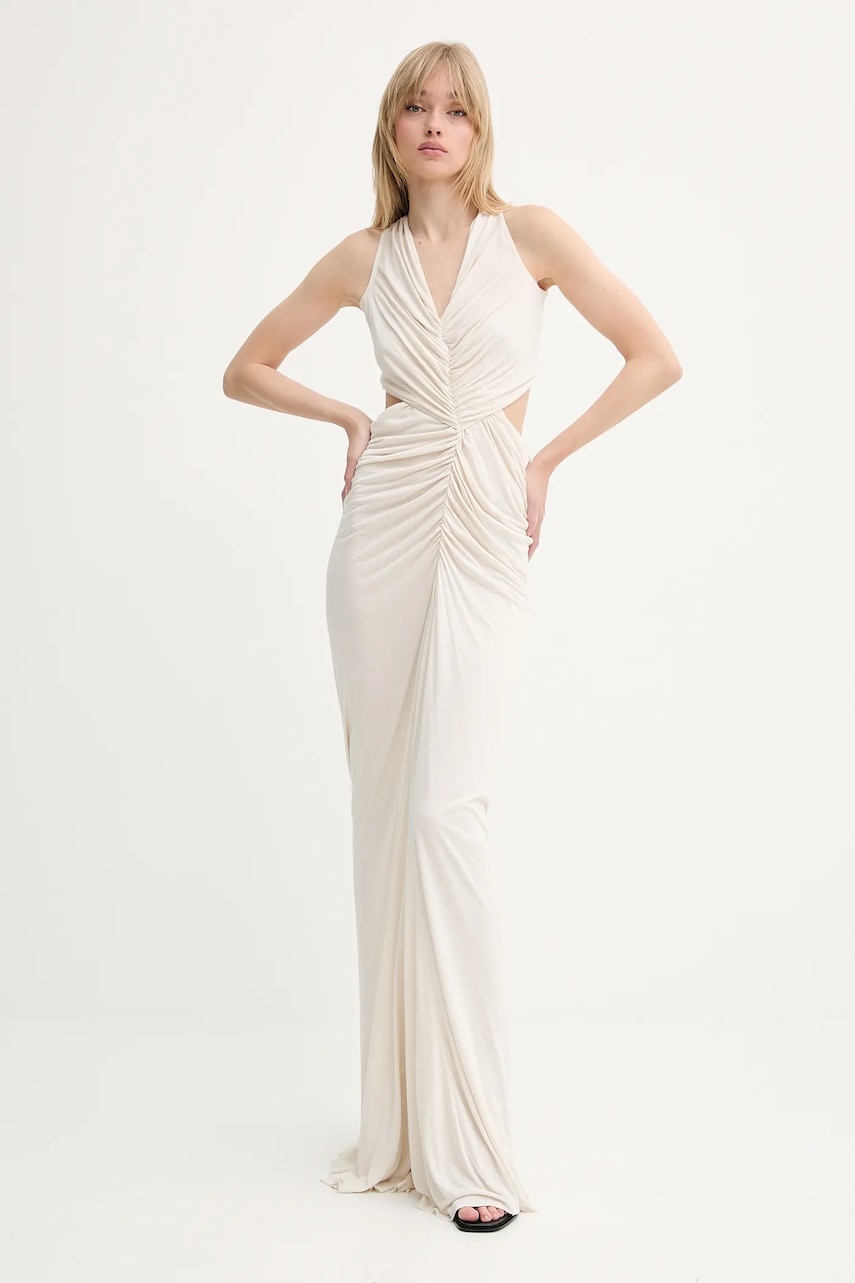 Šaty Rick Owens Lilies béžová barva, maxi, přiléhavé, LI01E4500RV