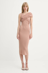 Šaty Rick Owens Lilies béžová barva, midi, přiléhavé, LI01E4518RV