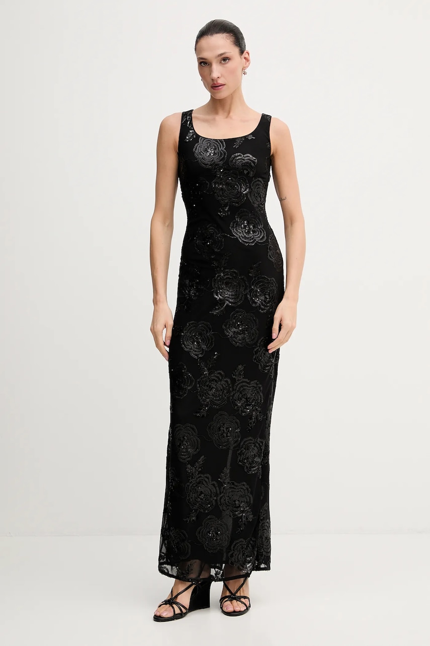 Šaty Rotate černá barva, maxi, přiléhavé, 115217100