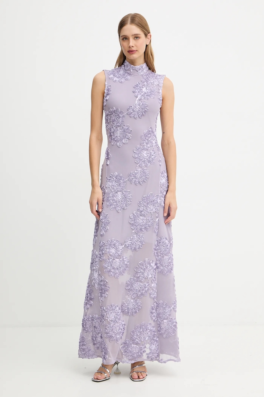 Šaty Rotate fialová barva, maxi, přiléhavé, 1147971429