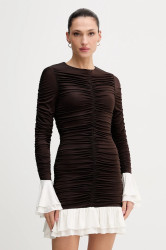 Šaty Rotate hnědá barva, mini, přiléhavé, 1149643065