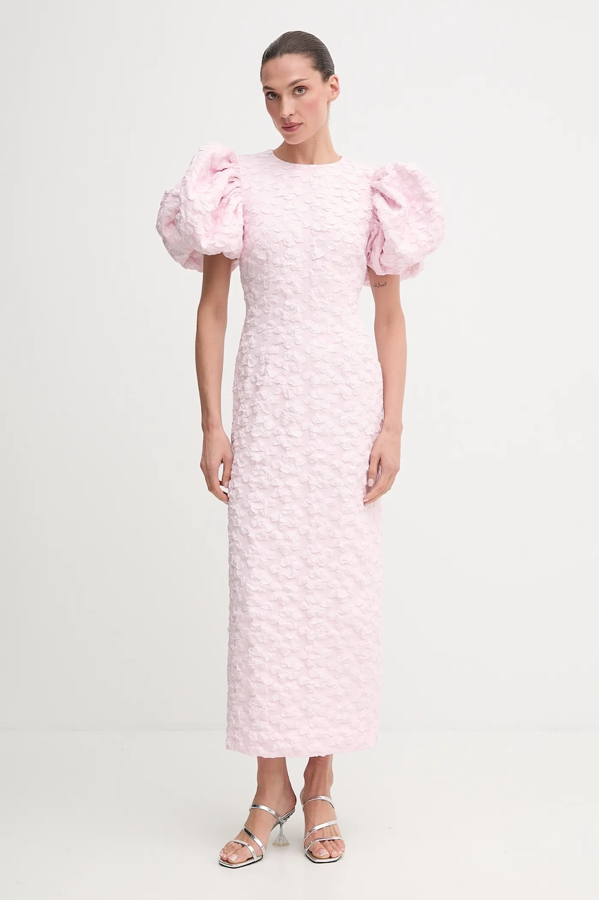 Šaty Rotate růžová barva, maxi, přiléhavé, 114791191