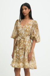 Šaty s hedvábím Answear.LAB béžová barva, mini