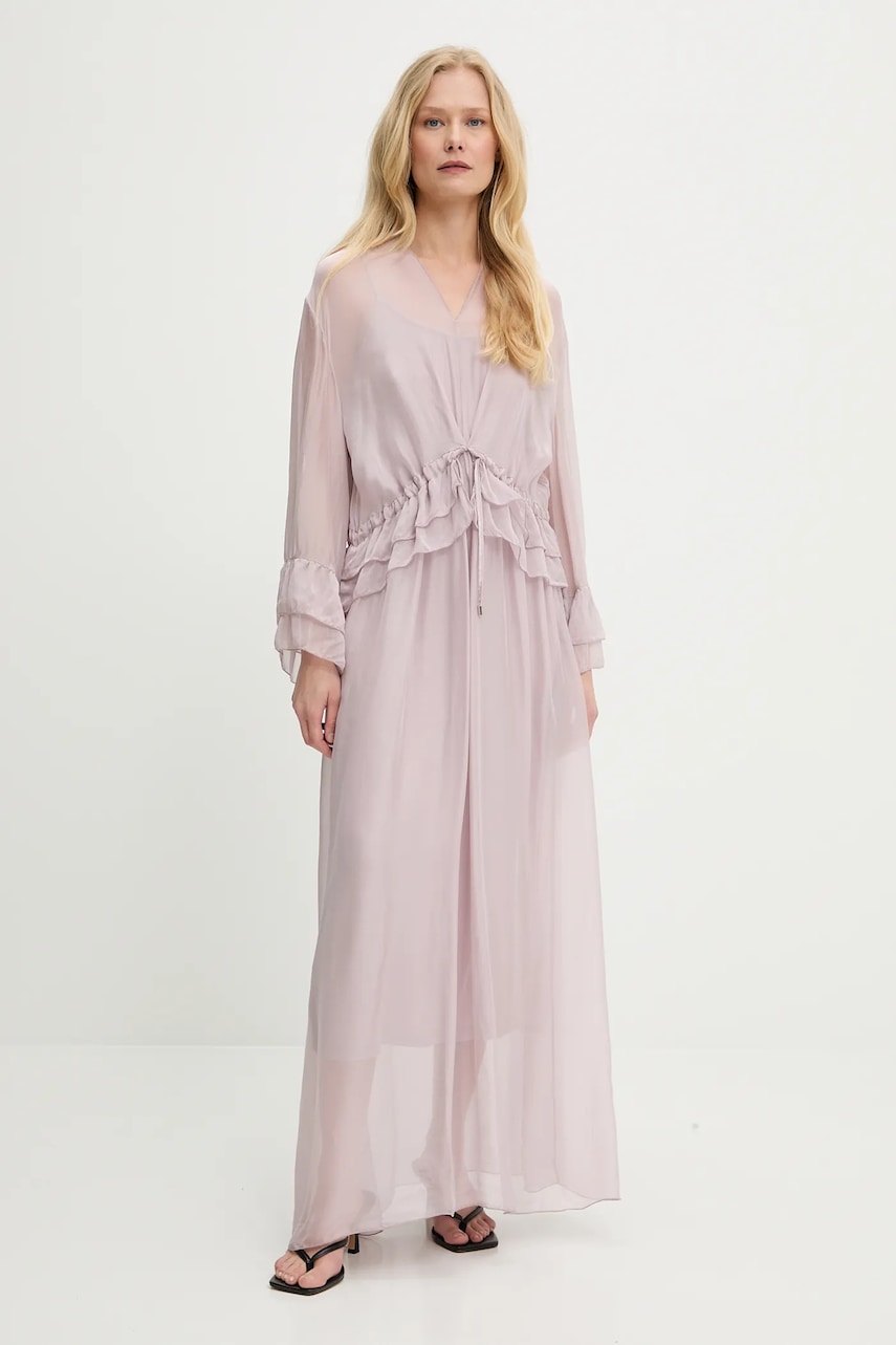 Šaty s hedvábím Answear.LAB růžová barva, maxi