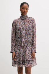 Šaty s hedvábím Liu Jo fialová barva, mini, MF5001 T2559