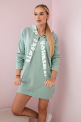 Šaty s kapucí Oversize tmavě mint