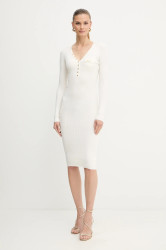 Šaty s příměsí hedvábí Elisabetta Franchi béžová barva, mini, AM10B56E2