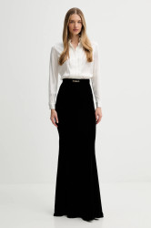 Šaty s příměsí hedvábí Elisabetta Franchi černá barva, maxi, ABR4657E2