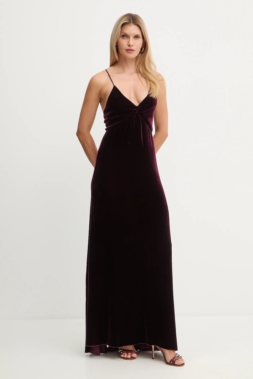 Šaty s příměsí hedvábí Forte Forte vínová barva, maxi, 14351.mydress