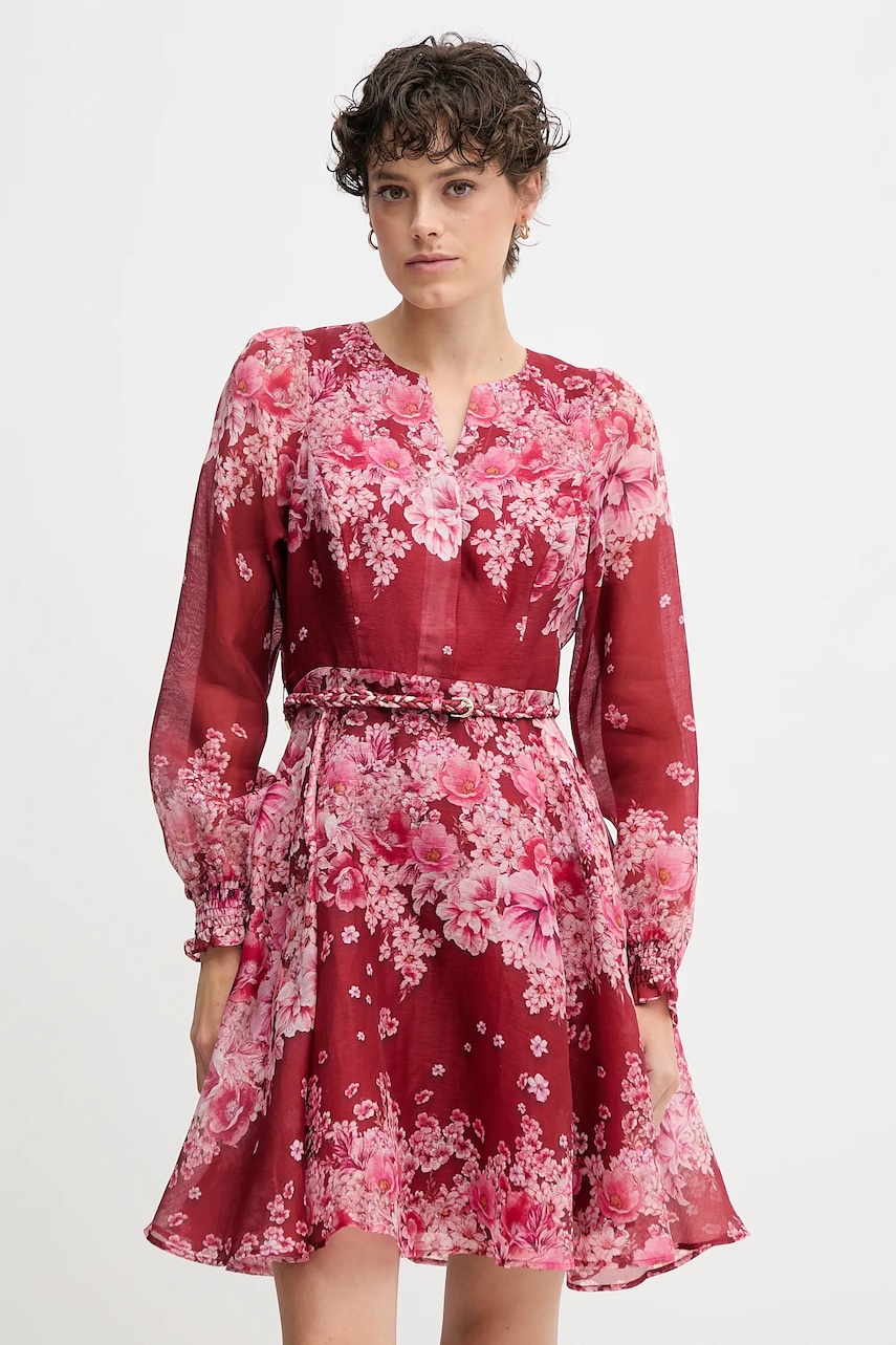 Šaty s příměsí hedvábí Hale BOB vínová barva, mini, 58YZ670A