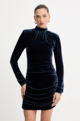 Šaty s příměsí hedvábí Rotate modrá barva, mini, 1149221192