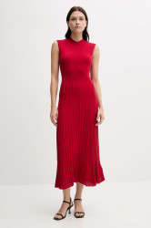 Šaty s příměsí hedvábí Tommy Hilfiger červená barva, maxi, WW0WW45653