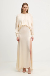 Šaty s příměsí hedvábí Twinset béžová barva, maxi, 252TS2200